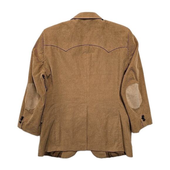 Circle S Blazer Mens 50R Brown Corduroy Elbow Patch Cowboy Western Ranch Wear TX - Picture 2 of 11